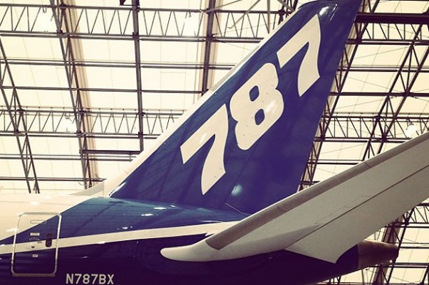Boeing's 787 Dream Tour plane (N787BX) seen during a visit to Boston Logan International Airport. (Photo by Matt Molnar)