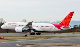 A Boeing 787-8 Dreamliner for Air India has been painted in the airline's distinctive white and red livery