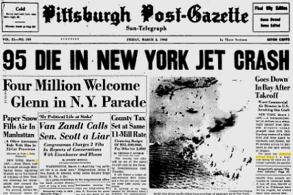 March 2, 1962 cover of the Pittsburgh Post-Gazette.