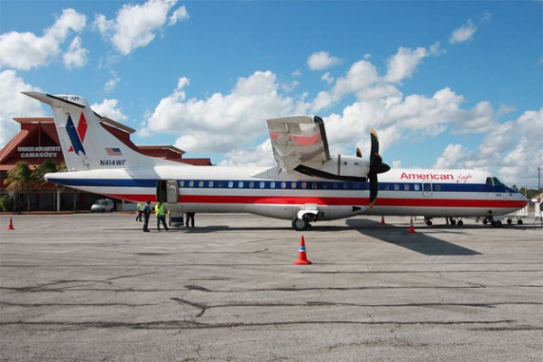 American Eagle ATR-72 (N414WF) on the ground in Camaguey, Cuba, for a charter flight