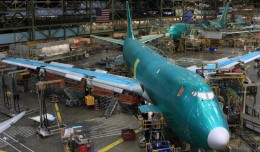 A Boeing 747-8 Freighter under construction in Everett