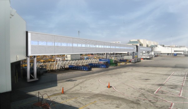 An artist's rendering of the walking bridge connecting LaGuardia Terminals C and D. (Image by Delta)
