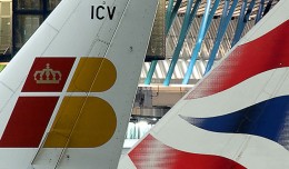 British Airways and Iberia tails.