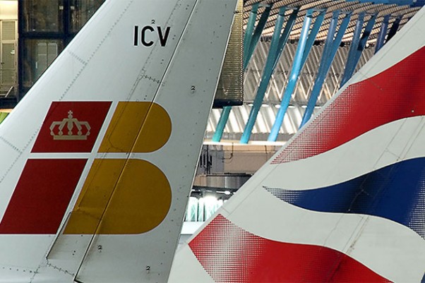 British Airways and Iberia tails.
