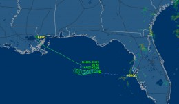 Flight path of the twin-engine Cessna 421, N48DL. (Map by FlightAware.com)