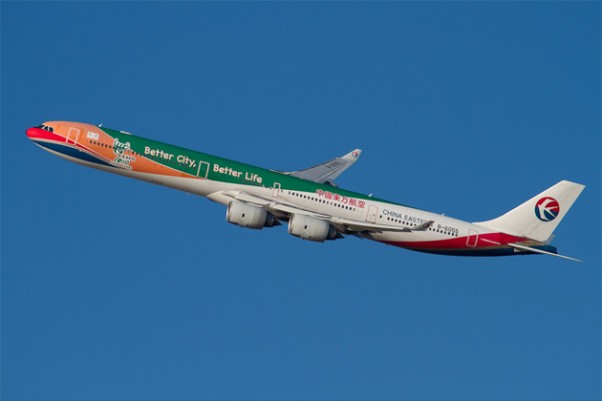 This China Eastern Airbus A340-600 will soon belong to Boeing. (Photo by Eric Dunetz)
