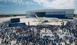 The first Boeing 787-8 Dreamliner built at the airframer's new North Charleston, South Carolina, assembly facility. (Photo by Boeing)