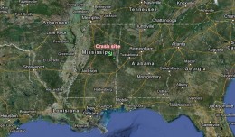 The plane went down in Macon, Miss., about 100 miles northeast of Jackson. (Map by Matt Molnar/Google)