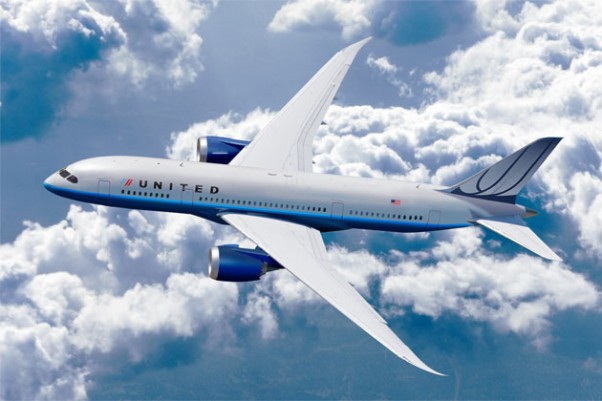 Rendering of a 787 wearing United's previous livery. (Image by Boeing)