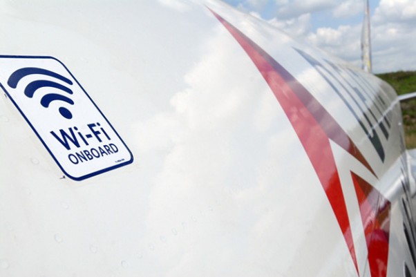 Decal indicating a wifi-enabled Delta aircraft. (Photo by Delta Air Lines)