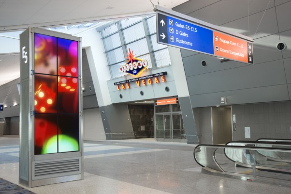 Terminal 3 is adorned with colorful signage. (Courtesy of Clark County Department of Aviation)