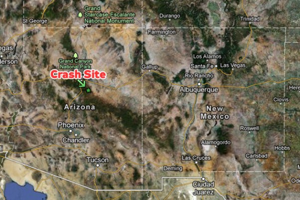 The Eurocopter AS350 crashed just south of Camp Verde, Arizona. (Map by Google Maps/Matt Molnar)