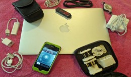Patrick Smith's traveling bag of gizmos and gadgets. (Photo by Patrick Smith)