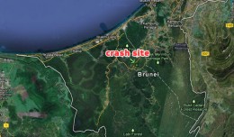 Map of the crash location in Brunei. (Map by Google/Matt Molnar)