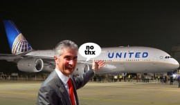 United CEO Jeff Smisek says no to the A380. (Composite by Matt Molnar)