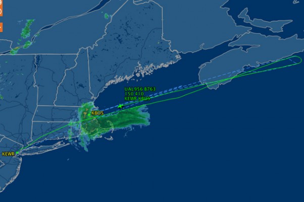 United Airlines Flight 956 track. (Map by FlightAware.com)
