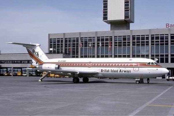 British Island Airways BAC One-Eleven (G-AXBB "Island Entente") seen at Basle, France. (Photo by Eduard Marmet, via Wikipedia)