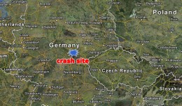 Site of the plane crash near Coburg, Germany. (Map by Google/Matt Molnar)