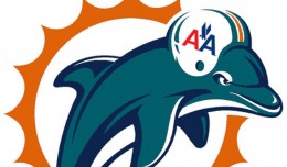 Miami Dolphin wearing an AA helmet.