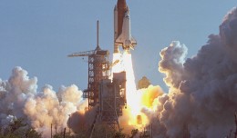 First launch of Space Shuttle Discovery, Mission STS-41-D. (Photo by NASA)