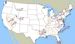 An AIRMET/SIGMET map like this displays forecasts of turbulence for pilots and dispatchers. (Map by National Weather Service)