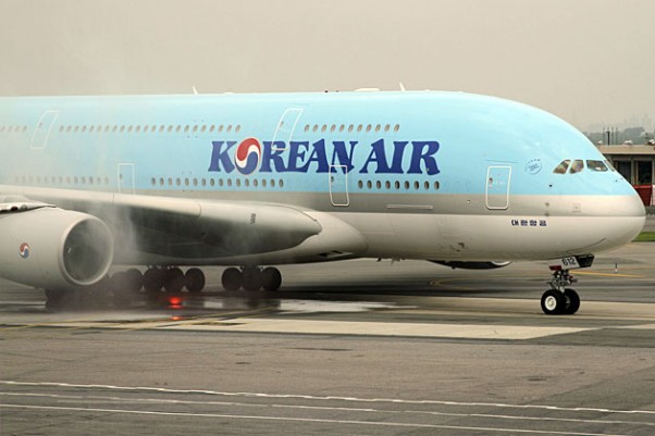 Korean Air's first A380 arrival at JFK in August 2011. (Photo by Matt Molnar/NYCAviation)