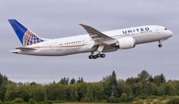 First United Airlines Boeing 787-8 Dreamliner (N20904) takes off on a test flight. (Photo by Boeing)