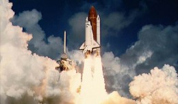 Space Shuttle Atlantis leaves the launch pad for the first time in 1985. (Photo by NASA)