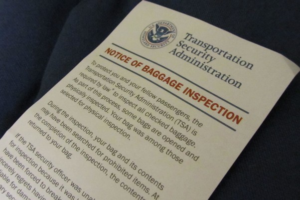 TSA baggage inspection notice. (Photo by lynn.gardner via Flickr, CC-BY-NC-SA)
