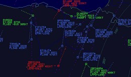 Screen showing air traffic over Spain.