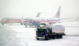 A fuel truck spotted on a snowy day at LaGuardia. (Photo by Matt Hintsa via Flickr, CC-BY-NC-SA)