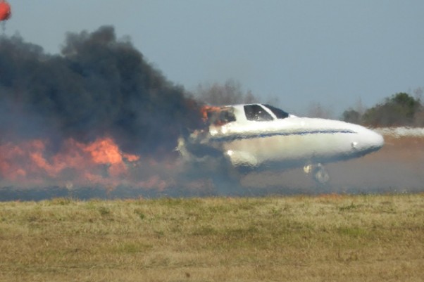 The Cessna Citation II (N6763L) was destroyed aft of the cockpit. (Photo by Alfred Langley via WSPA)