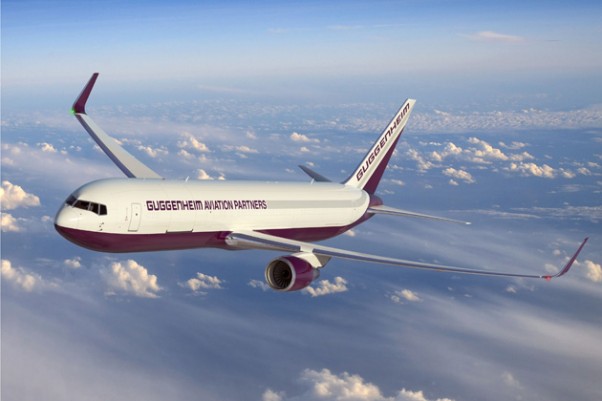 Artist's rendering of a Guggenheim Aviation Partners Boeing 767-300BCF. (Rendering by Boeing)