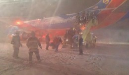 Southwest Airlines Flight 1905 after skidding off runway in Denver. (Photo by @mrbuddylee via Twitter)