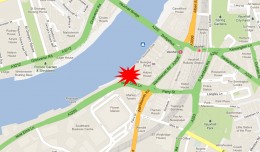 Crash site along the River Thames in London. (Map by NYCAviation/Google Maps)