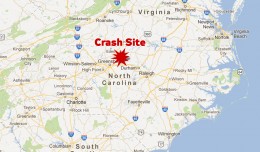 The crash site was about 5 miles north of Burlington-Alamance Regional Airport, from which the plane had departed a few minutes earlier. (Map by NYCAviation/Google Maps)