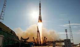 The Soyuz TMA-04M rocket launches from the Baikonur Cosmodrome in Kazakhstan on Tuesday, May 15, 2012 carrying Expedition 31 Soyuz Commander Gennady Padalka, NASA Flight Engineer Joseph Acaba and Flight Engineer Sergei Revin to the International Space Station. (Photo by NASA/Bill Ingalls)