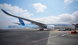 The Airbus A350 starts its engines for the firs time