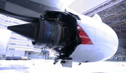 The number 2 engine of VH-OQA, which sustained an uncontained failure
