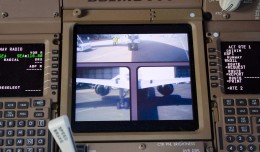 On board cameras on a Boeing 777-300ER displayed on the flight deck