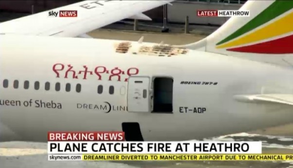 Image showing the fire damage to the Ethiopian 787